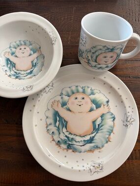 Vintage 1984 Cabbage Patch Kids Royal Worcester Porcelain Plate Bowl Mug Set
